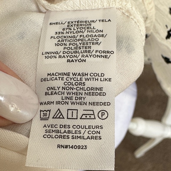 LOFT Cream Blouse with Black Floral Pattern - Picture 6 of 7